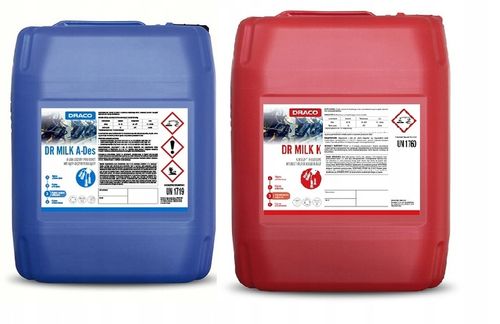 DRACO Kwas i Zasada 25kg! Płyn do mycia dojarek Zestaw Dwóch Płynów DR MILK na Arena.pl