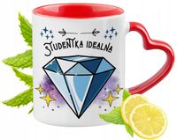 Kubek Czerwony Z Uszkiem W Kształcie Serca Dla Studentki Na Prezent