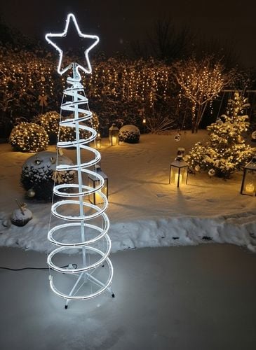 Choinka LED Neonowa Zimna Biel 120 cm Świąteczna Ozdoba Świecąca Zewnętrzna na Arena.pl