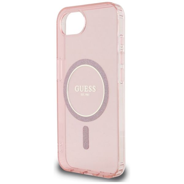 Etui Guess IML Glitter Circle MagSafe do iPhone 16e różowy zdjęcie 6