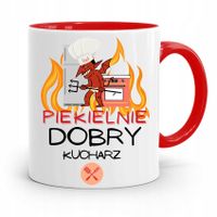 Kubek Czerwony Dla Piekielnie Dobrego Kucharza Z Nadrukiem Ze Zdjęciem