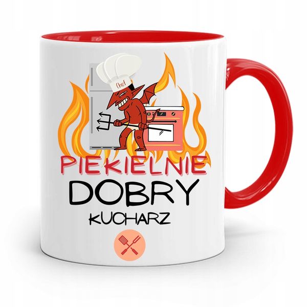 Kubek Czerwony Dla Piekielnie Dobrego Kucharza Z Nadrukiem Ze Zdjęciem zdjęcie 1
