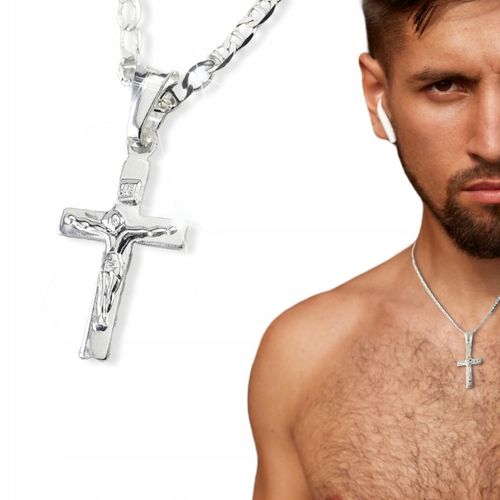 ŁAŃCUSZEK Z KRZYŻYKIEM KRZYŻ SREBRNY 925 DŁUGOŚĆ 55cm SPLOT GUCCI PUDEŁKO na Arena.pl