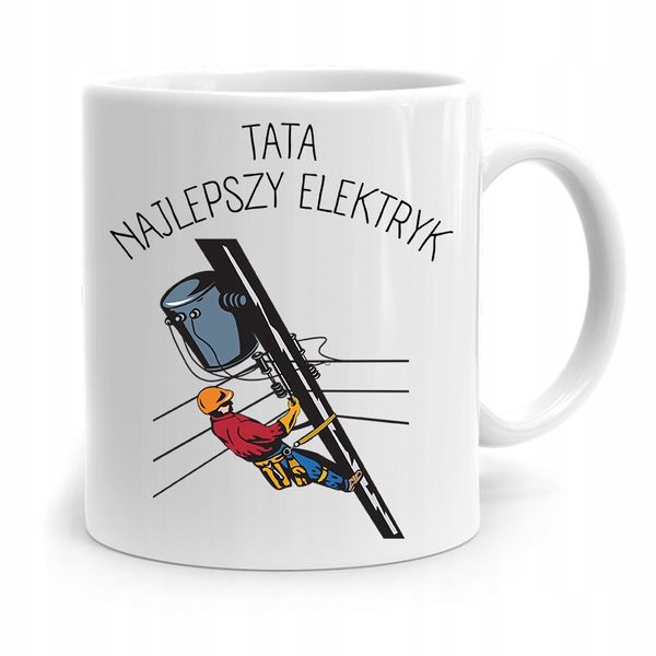 Kubek Na Dzień Ojca Dla Taty Najlepszy Elektryk Z Nadrukiem Ze Zdjęciem zdjęcie 1
