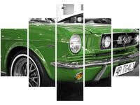 70 100CM OBRAZ 5 ELEM ZIELONY MUSTANG DRUK PŁÓTNO