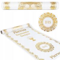 Organza Komunia Bieżnik Komunijny Złoty Na Stół Organza Złota Dekoracja 5m