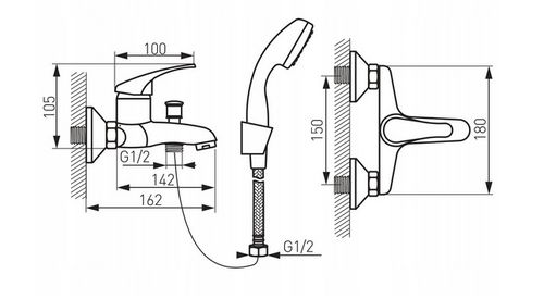 Bateria wannowo-prysznicowa Ferro Basic chrom na Arena.pl