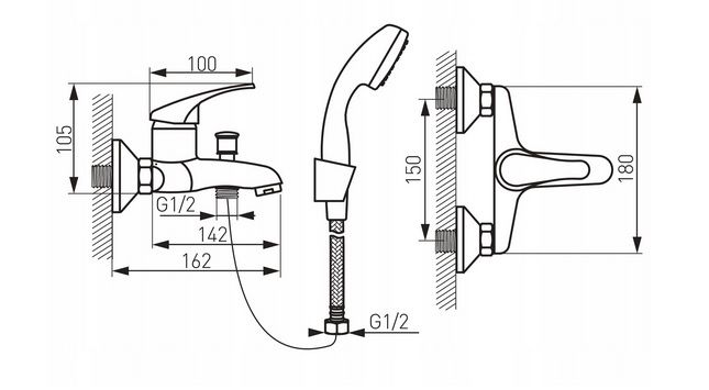Bateria wannowo-prysznicowa Ferro Basic chrom zdjęcie 1
