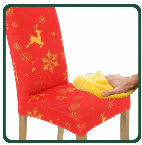 ZESTAW 6 SZT POKROWIEC NA KRZESŁO CZERWONY ŚWIĄTECZNE WZORY ELASTYCZNY UNIW na Arena.pl