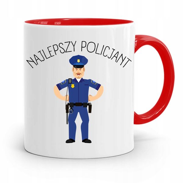 Kubek Czerwony Prezent Dla Najlepszego Policjanta Z Nadrukiem Ze Zdjęciem zdjęcie 1