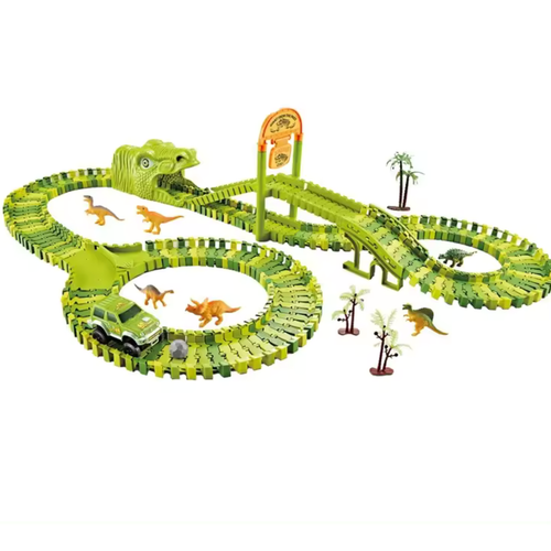 Zestaw Tor Wyścigowy Dinozaury Park Przeszkód Autko Figurki Klocki 168El na Arena.pl