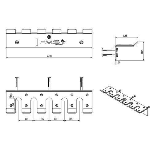 Wieszak na gryfy olimpijskie STR45 przyścienny HMS 120kg stal Q235A na Arena.pl