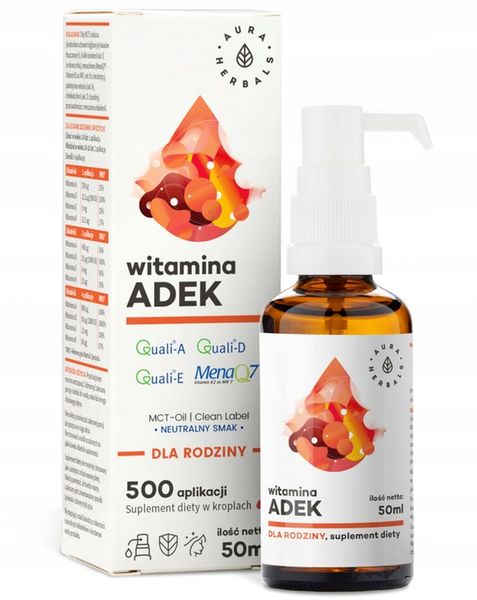 Aura Herbals ADEK A + D3 + E + K2 MK7 krople 50ml zdjęcie 1