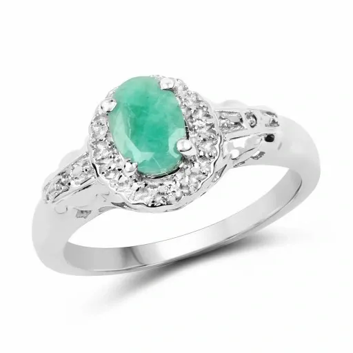 CUDOWNY SREBRNY KOMPLET ZE SZMARAGDAMI R.15 zdjęcie 3