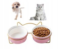 Miska Dla Psa Kota Podwójna Ceramiczna Na Stojaku