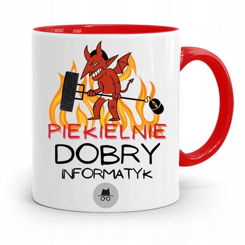 Kubek Czerwony Informatyka Programisty Piekielnie Z Nadrukiem Ze Zdjęciem na Arena.pl