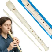 Flet plastikowy prosty instrument do nauki szkolny prosty + czyścik