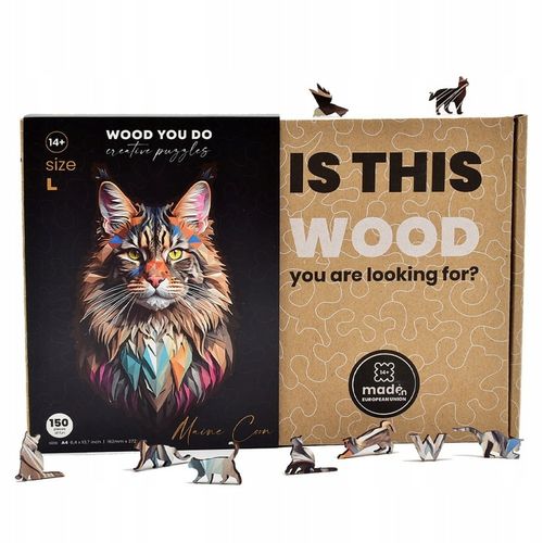 Puzzle z Kotami Drewniane Trudna Układanka 3D Na Prezent 150 elementów L na Arena.pl