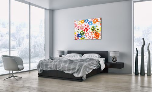 Obraz Na Płótnie - Dłoń Odcisk Farba - 100X70 Cm - Aa100X70-2876 na Arena.pl
