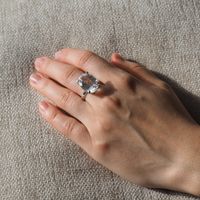 Pierścionek - Kryształ Górski owal (szlif diamentowy) w srebrze