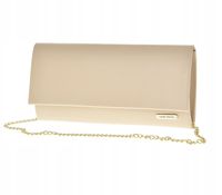 Laura Biaggi - elegancka torebka wizytowa łańcuszek ciemny beżowy mat JP115