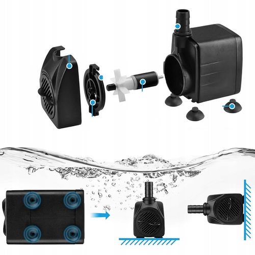 Mocna Pompa 2000L/h DO oczka WODNEGO FONTANNA KASKADA + 3 Końcówki na Arena.pl