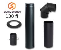 ZESTAW rur żaroodpornych do kominków, pieców, kozy CIEMNY GRAFIT fi 130