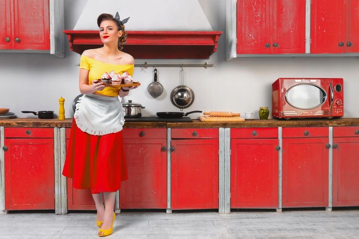 KUCHENKA MIKROFALOWA GRILL MIKROFALÓWKA RETRO 1000W 23L CZERWONA MIKROFALA zdjęcie 9