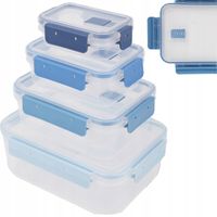 2 x POJEMNIKI PLASTIKOWE NA ŻYWNOŚĆ ZESTAW SZCZELNE HERMETYCZNE LUNCHBOX 4s