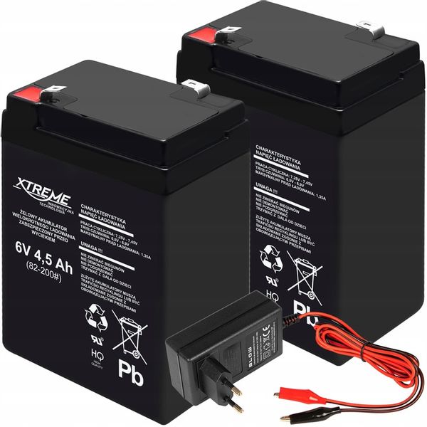 2x AKUMULATOR ŻELOWY BEZOBSŁUGOWY 6V 4,5Ah WYMIAR 4Ah ŁADOWARKA 12V 2A zdjęcie 1