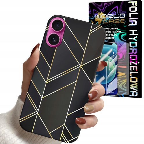 ETUI CASE DO IPHONE 16 PLUS - MARMUREK GEOMETRYCZNE WZORY DLA KOBIE + FOLIA na Arena.pl
