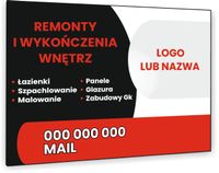 TABLICZKA REKLAMOWA szyld z dibondu nadruk 40x30 cm REMONTY WYKOŃCZENIA
