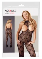 no:xqse koronkowy kombinezon z odkrytym biustem i kroczem czarny xl-xxl
