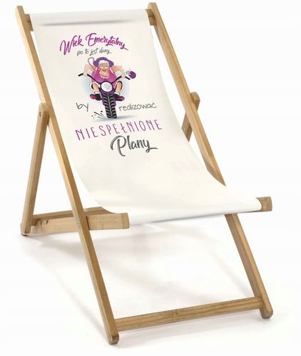 LEŻAK DREWNIANY OGRODOWY Z NADRUKIEM SKŁADANY MATERIAŁ WYTRZYMAŁY na Arena.pl