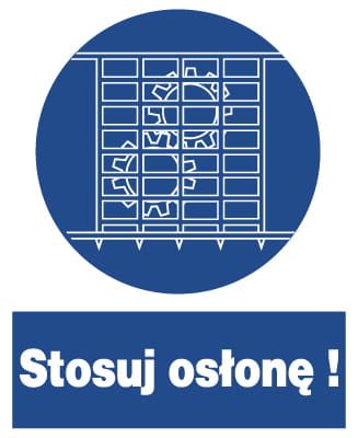 ZNO-25  - ZNAK BHP nakazu - Stosuj osłonę ! 23x28 zdjęcie 2