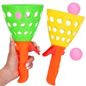 Gra zręcznościowa łapacz piłeczek, catch ball - rzuć i złap piłkę, 2 rękawice z wyrzutnią, 3 piłeczki