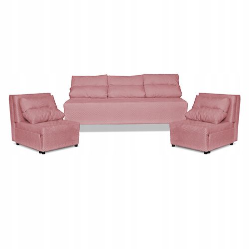 Zestaw KIMO funkcja spania sofa fotele Family Meble c. róż Twisster sztruks na Arena.pl