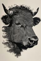 Plakat 20x30cm Byk w Świetlistych Barwach