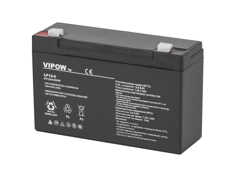 BAT0201 Akumulator żelowy VIPOW 6V 12Ah zdjęcie 1