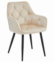 Krzesło tapicerowane welur beżowe JORK z czarnymi nogami