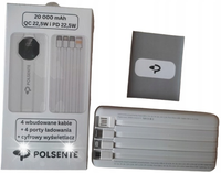 Powerbank 20000 mAh | Szybkie ładowanie | 4 kable + 4 porty | POLSENTE