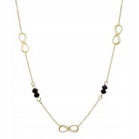 Naszyjnik celebrytka Znak nieskończoności czarne koraliki kolor złoty