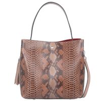 VERA PELLE torebka damska skórzana klasyczna kroko z paskiem V622 j.różowa