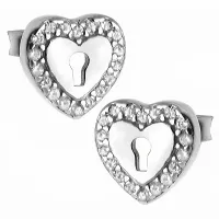 RODOWANE SREBRNE KOLCZYKI SERCA KŁÓDKI HEART KEY