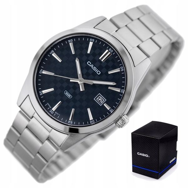 ZEGAREK MĘSKI CASIO MTP-VD03D datownik stalowy + BOX + GRAWER zdjęcie 1