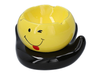 Żółta Ceramiczna Popielniczka Buźka Mrugająca z Języczkiem
