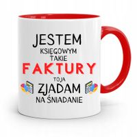 Kubek Czerwony Prezent Dla Księgowej Księgowego Z Nadrukiem Ze Zdjęciem
