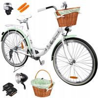 ROWER MIEJSKI DAMSKI 26" ŚWIATŁA RAMA STALOWA 17" KOŁA 26" BAGAŻNIK DZWONEK