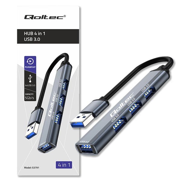 Qoltec Hub Adapter USB 3.0 4w1| 4x USB 3.0 zdjęcie 4