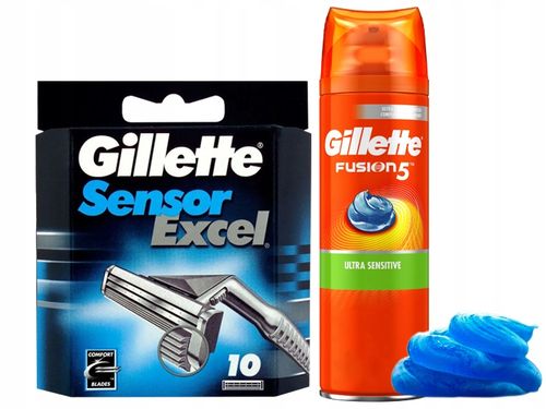ORYGINALNE OSTRZA GILLETTE SENSOR EXCEL x10 + ŻEL na Arena.pl